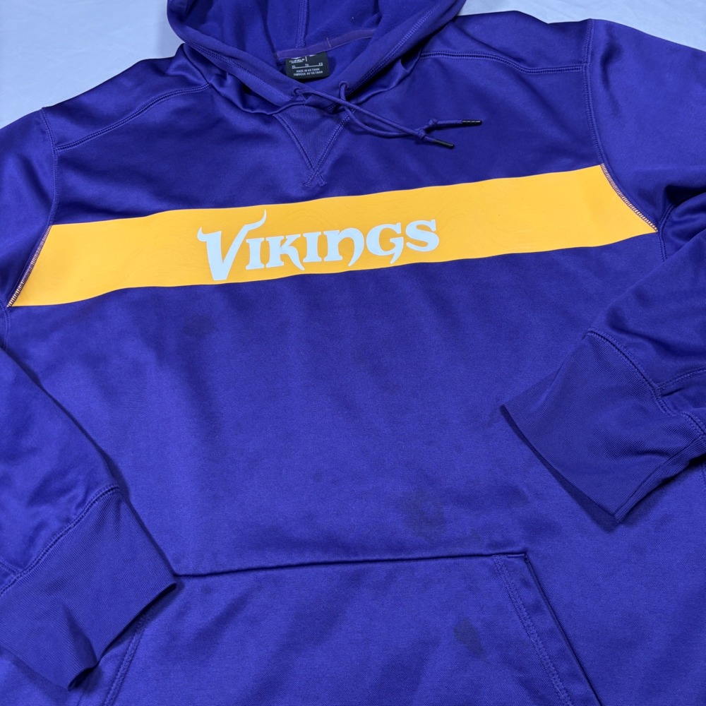 Nike Hoodie Mens‎ XL Purple Minnesota Vikings NFL Onfield 906580-545 Stained